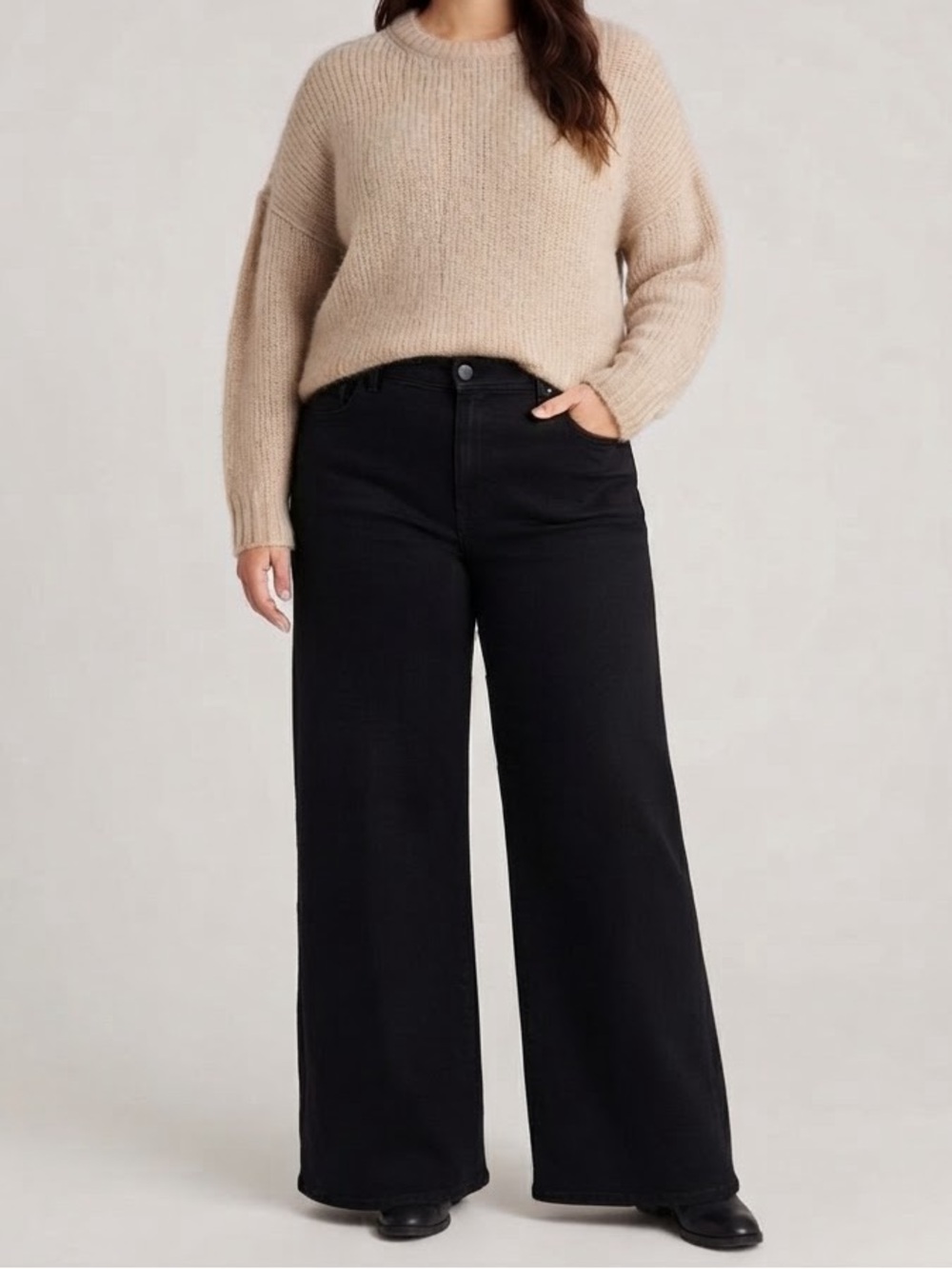 Ann Taylor “The Trouser” Black Wide-Leg High Rise Jeans • Size 18 • NWT
